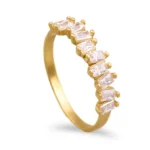 Anel pedras baguete em ouro de 19.2kl