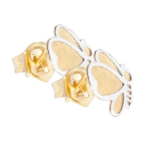 BRINCOS BORBOLETA EM OURO BRANCO E AMARELO