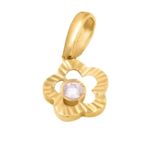 MEDALHA OURO 19,2KL FLOR C/PEDRA