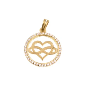 Medalha ouro com pedras em ouro - 20mm