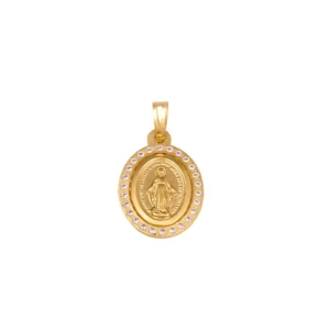 Medalha religiosa com pedras Oval 15mm