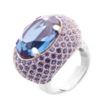 ANEL PEDRA AZUL COM CRISTAIS SWAROVSKY