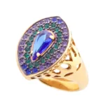 ANEL PRATA DOURADA 925 COM CRISTAIS SWAROVSKY