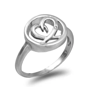Anel Coração com Diamante em Prata 925