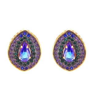 BRINCOS PRATA DOURADA 925 COM CRISTAIS SWAROVSKY