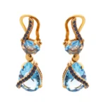 BRINCOS PRATA DOURADA 925 COM CRISTAIS SWAROVSKY