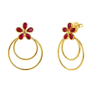 Brincos Bali Em Prata Dourada Com Zircónias