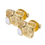 Brincos Com Esmalte Em Prata Dourada 925