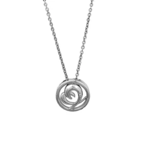 Colar Círculo Com Coração em Prata 925 com Diamante