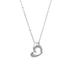 Colar Coração Em Prata 925 Com Diamante