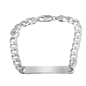 Pulseira em prata 925 malha barbela com chapa