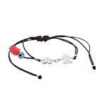 PULSEIRA EM FIO DE ALGODÃO COM BONECOS EM PRATA 925