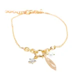 PULSEIRA EM PRATA DOURADA COM PENA