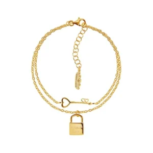 Pulseira Love Locket Em Prata Dourada