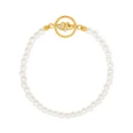 Pulseira Sweetheart Em Prata Dourada Com Pérolas