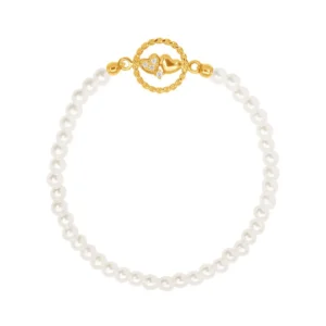 Pulseira Sweetheart Em Prata Dourada Com Pérolas